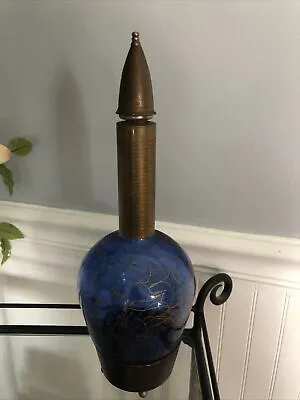 Vintage Blue Glass Musical Liquor Decanter • $24.99