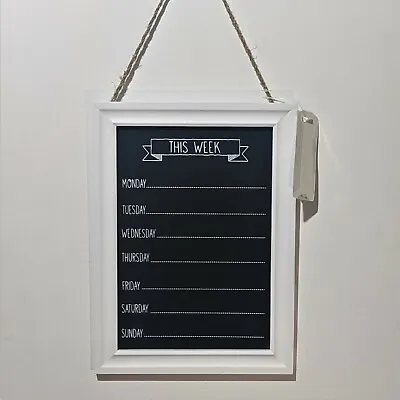 Chalk Board Week Days Meal Menu Planner Events Notes Kitchen Organiser Plaque • £12.95