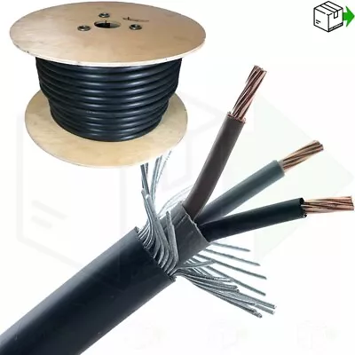 SWA Steel Wire 3 Core Armoured Cable 1.5 2.5 4.0 6.0 10mm Garden Outdoor 6943X • £164.95