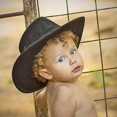 Kids Cowboy Hat Leather Child Western Hat Handmade Australian Outback Style • $175.20