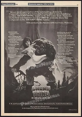 SWAMP THING__Original 1982 Trade Print AD / Poster__Mego__DC__Wes Craven • $14.99