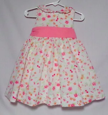 Maggie & Zoe White & Coral Dotted Swiss Dress Ruffles Size 2T Fully Lined • $2.99