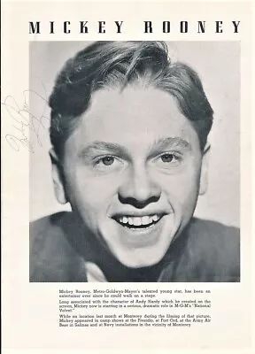 MICKEY ROONEY FRANCES LANGFORD Original SIGNED AUTOGRAPHED Vintage 1944 Program • $95