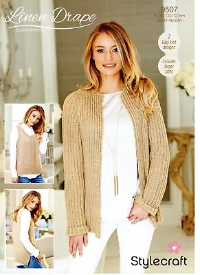 Women's Vest Top & Jacket Knitting Pattern – Stylecraft Linen Drape DK No.9507 • £3.85