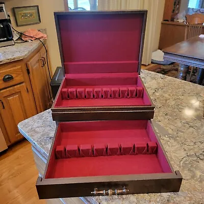 Vintage McGraw Flatware Silverware Wood Box Storage Chest Case W/drawer • $50