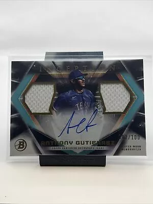 Anthony Gutierrez 2023 Bowman Inception Auto Dual Relic 82/100 Rangers #7 • $34.99