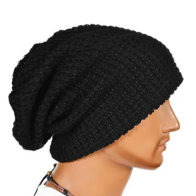 Mens Womens Slouch Baggy Hat Cap Crochet Knit Long Beanie Ski Hat Winter Warm • $6.51