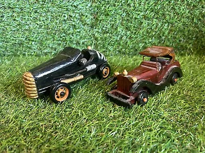 2x Vintage Handmade Wooden Toy CAR Race Car Oldsmobile UNIQUE Handcrafted Pair • $55.89