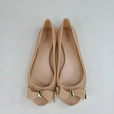 Melissa Space Love Blush Pink Jelly Flats Bow Accent Women's Sz 8 • $29.99