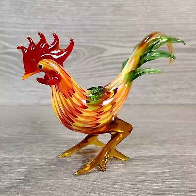 Vintage Murano Style Art Hand Blown Glass Rooster Figurine 4  • $19.99