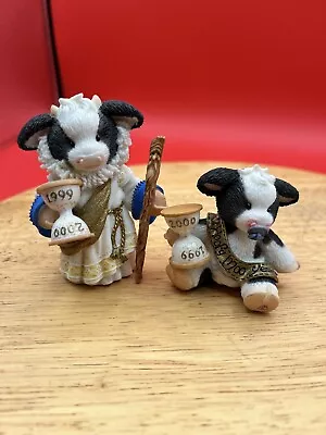 Mary's Moo Moos HOOFY MOO YEAR Millennium 1999/2000 2 PC Cow Figurines • $13.99