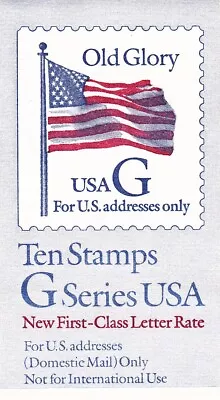 U.S. BKLT OF 10 SCOTT#BK220 1994 (32ct) RATE 'G' FLAG UNCOATED COVER MINT P#1111 • $4.30
