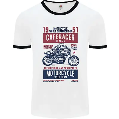 Biker Cafe Racer 1951 Motorbike Motorcycle Mens Ringer T-Shirt • £8.99