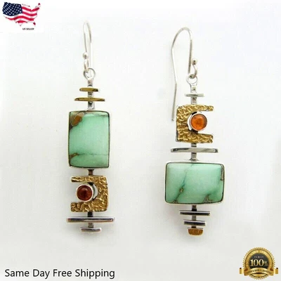 $3.99 • Buy 925 Silver Plated Dangle Drop Earrings Hook Women Turquoise Jewelry Simulated