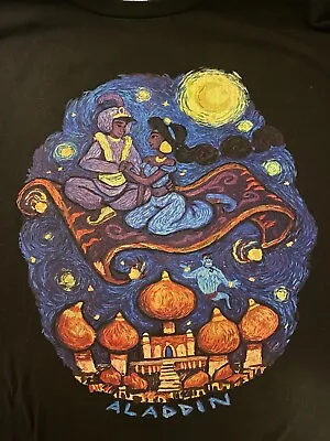 3XL Black Disney’s Aladdin Magic Carpet Ride Starry Night Van Gogh T-Shirt • $9.99