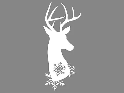 CHRISTMAS REINDEER Deer Snowflakes Vinyl Window Decal Sticker Holiday Merry  • $3.99