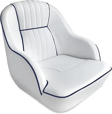 Leader Accessories Deluxe Bucket Boat Seat White/Navy Blue Piping • $189.99