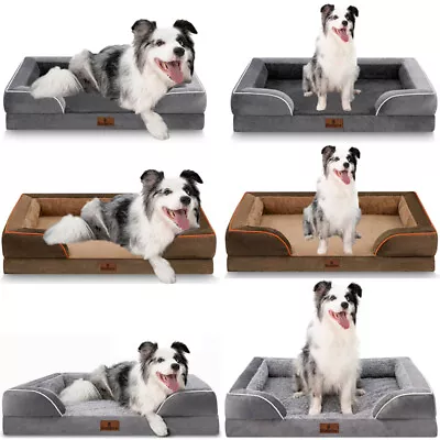 Medium Large Jumbo Orthopedic Dog Bed Pet Mattress Removable Memory Foam Bolster • $35.98