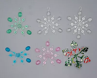 Lot Of 5 Vtg Plastic Atomic Snowflake Christmas Ornaments + 1 Tin Snowflake READ • $6.95