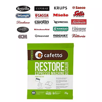 1 X CAFETTO Restore Coffee Express Machine Descaler Equipment Cleaner 25g Sachet • $4.46