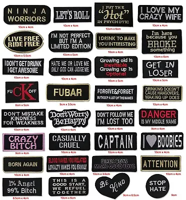 £1.89 • Buy Funny Slogans Biker Jacket Jeans Badge Iron Or Sew On Embroidered Patch