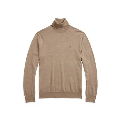 Polo Ralph Lauren Merino Wool Roll Neck Sweater Jumper | Beige | Mens Medium M • £79