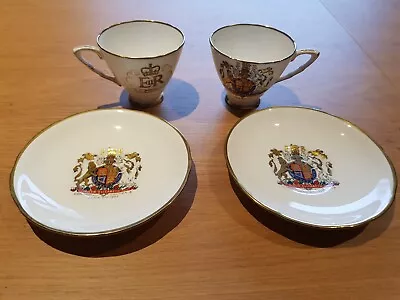 1953 Coronation Queen Elizabeth II China Cup & Saucer 2 Of Each Royal Stafford • £19.50