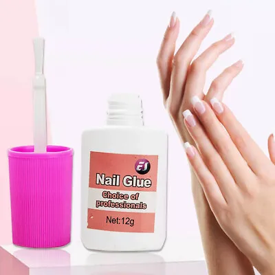 12g Nail Glue With Brush Clear Strong Adhesive Acrylic False Nails Tips Art • £2.79