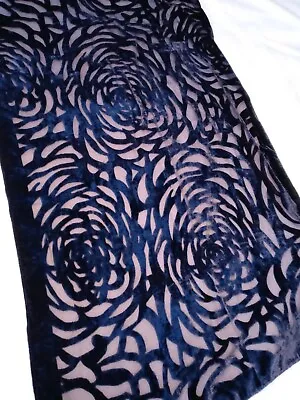 Cejon Accessories Dark Blue Floral Velvet Burnout Scarf Shawl Rectangle 21 X71  • $16