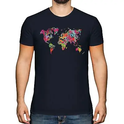World Map Splatter Mens T-shirt Tee Top Gift Colourful Globe • £9.95