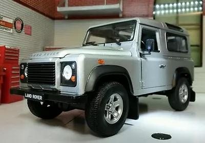 1:24 Land Rover Defender TD5/TDCI 90 Welly Scale Diecast Detailed Silver Model • £32