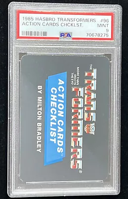 1985 Hasbro Transformers #96 Action Cards Checklist Psa 9 Mint Pop 5 • $299.95