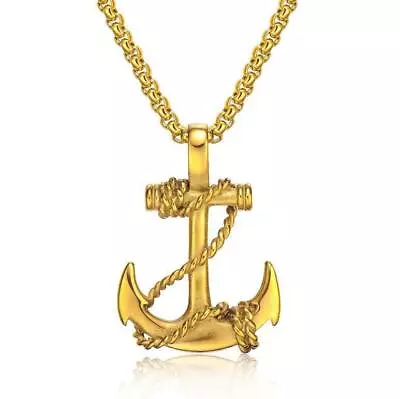 Men's Nautical Surfing Beach Anchor Pendant Necklace Stainless Steel W/ Chain US • $6.83