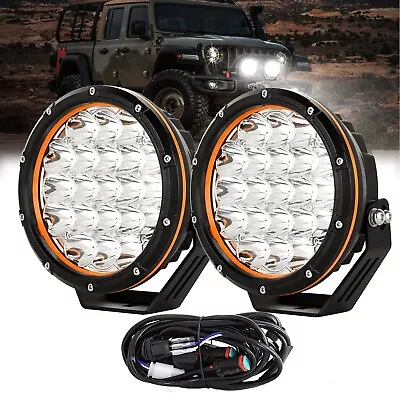 Spotlights Pair LED Driving Lights 7inch Black Work Truck Offroad Fog Headlights • $99.98