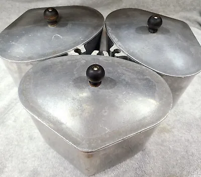 Set Of 3 Vintage Club Aluminum Heart Shape Pots M2 With Lids • $34.99