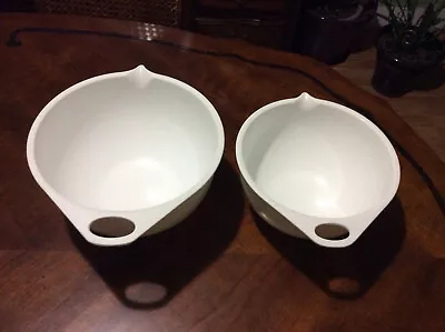 2 Vintage COPCO White Melamine Nesting Mixing Bowls Spout Handle • $19.99