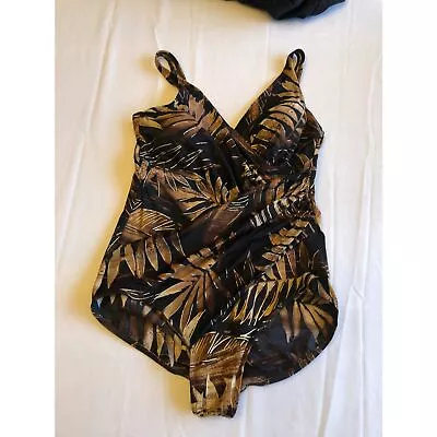 Miraclesuit Brown Black Gold Print One Piece Size 18 Miraclesuit • $50