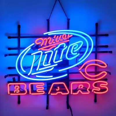 Miller Lite Chicago Bears Beer Neon Sign Beer Bar Sport Pub Wall Decor 19x15 • $141