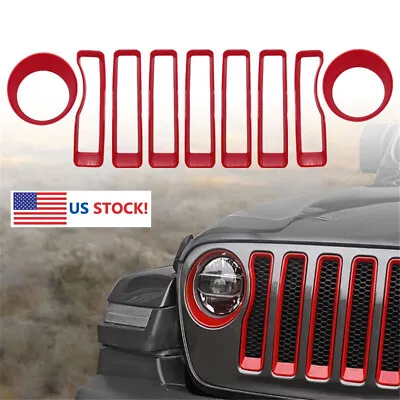 Mesh Grille Grill Insert+Headlight Cover For 18-22 Jeep Wrangler JL Gladiator JT • $39.89