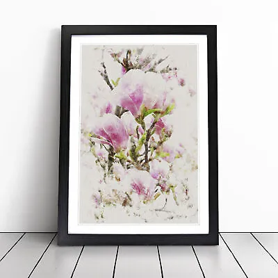 Pink Magnolia Blossom Flowers Wall Art Print Framed Canvas Picture Poster Decor • $23.93
