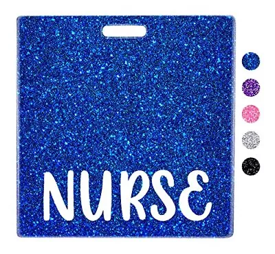 Nurse Horizontal Badge Buddy Card Nursing Accessories Glitter Blue ID Name Id... • $17.51