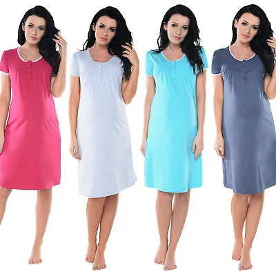 Purpless Maternity Pregnancy & Nursing Short Sleeves Lace Finish Nightgown 6066n • £11.99