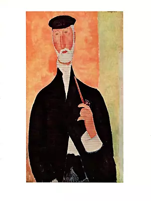 1970 Vintage Amedeo MODIGLIANI  MAN WITH A PIPE  Full COLOR Offset Lithograph • $7.20