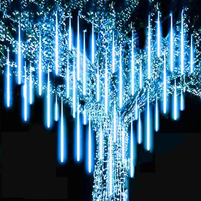 LED Meteor Shower Rain Lights Icicle Snowfall Lights Christmas Outdoor Tree Xmas • £17.86