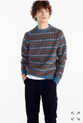 J.Crew NWT Lambswool Fair Isle Crewneck Sweater In Teal Size XS H1905 • $74.99