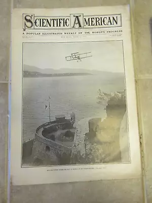 Scientific American Apr 1910 Rougier Flying Across Bay Of Monaco Voisin Biplane • $29.15