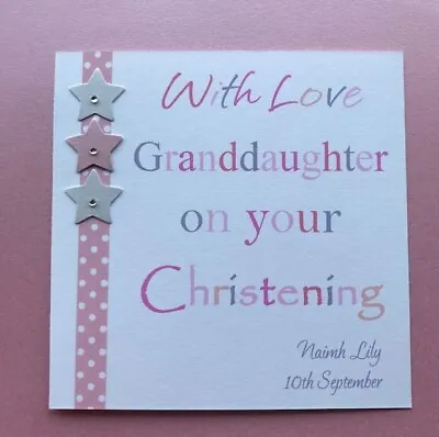 Girls Christening Card Goddaughter Granddaughter Great Niece Sister Personalised • £2.95