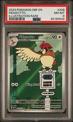 Pokémon TCG Pidgeotto Sv03: Obsidian Flames 208/197 Holo Illustration Rare PSA 8 • $15