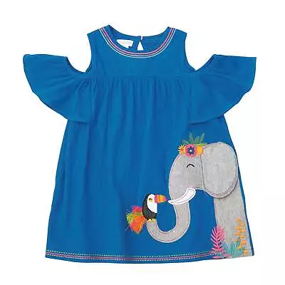 Mud Pie Little Girl Elephant Cold Shoulder Casual Dress • $35