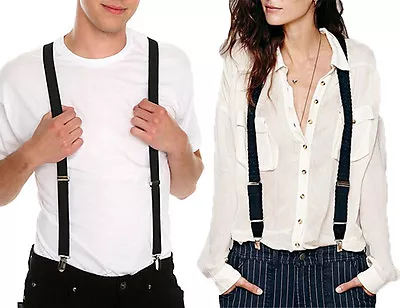 Costume Accessory Unisex Elastic 1-1/2  Wide Y-shape Suspenders W Clip-on Braces • $8.50